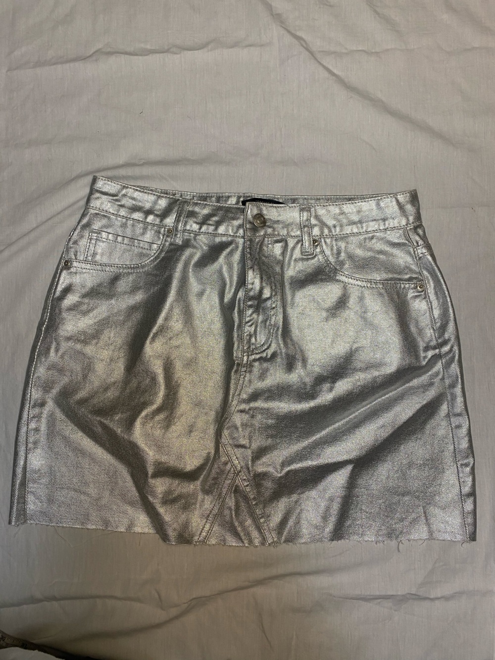 Forever 21 Silver Metallic Mini Skirt
